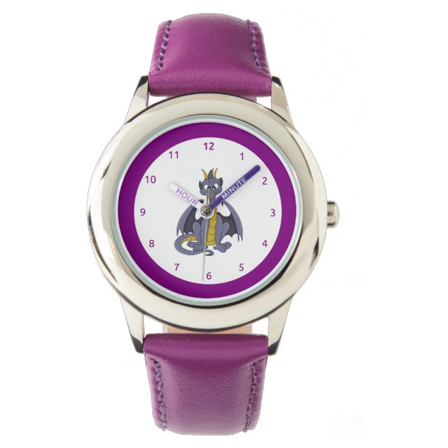 Lila Cartoon Watch Armbanduhr (Vorderseite)