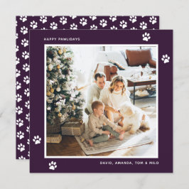 Lila Cat Dog Besitzer Foto Happy Pawlidays Card Feiertagskarte