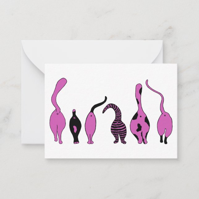 Lila Cat-Hintern Mitteilungskarte (Vorderseite)