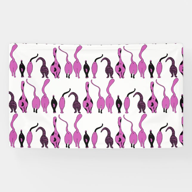 Lila Cat Hintern Muster Banner (Horizontal)