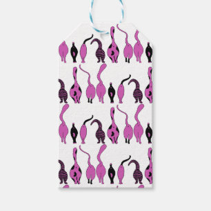 Lila Cat Hintern Muster Geschenkanhänger
