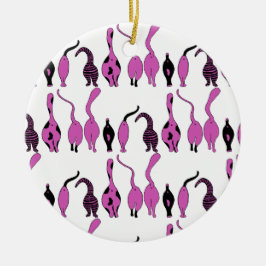 Lila Cat Hintern Muster Keramik Ornament