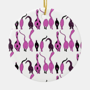 Lila Cat Hintern Muster Keramik Ornament