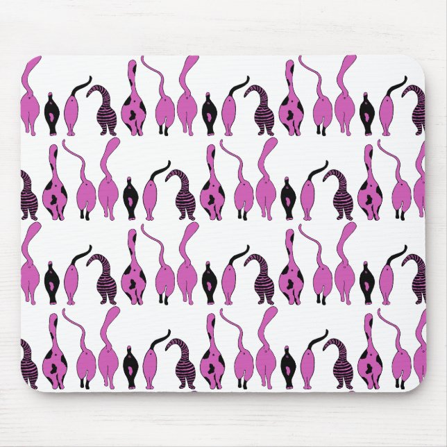 Lila Cat Hintern Muster Mousepad (Vorne)