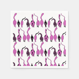 Lila Cat Hintern Muster Serviette