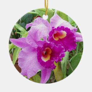 Lila Cattleya Orchideen Keramik Ornament