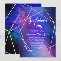 Lila Celestial Geometric Gold Graduation Party