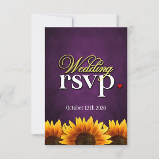 Lila Chalkboard Sonnenblumen Hochzeitskarte RSVP C Karte