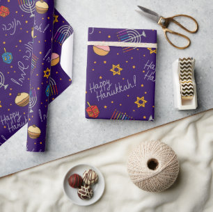 Lila Chanukka Geschenkpapier