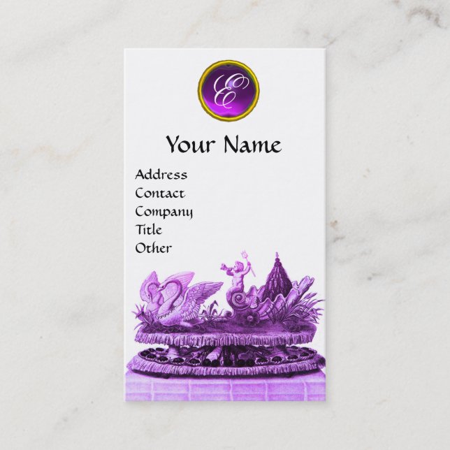 LILA CHARIOT VON SCHWANKEN MIT KUCHEN UND PASTER VISITENKARTE (Vorderseite)