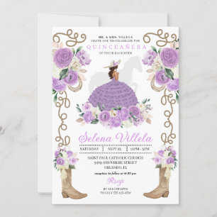 Lila Charro Frau Western Quinceañera Einladung