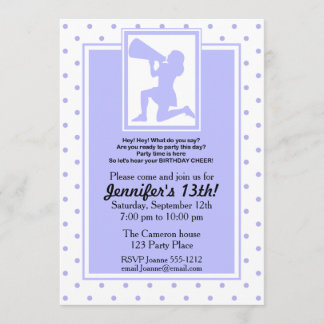 Lila Cheerleader Geburtstagseinladung individuell Einladung