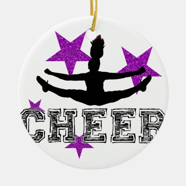 Lila Cheerleader Keramikornament (Vorne)