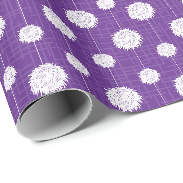 Lila Cheerleader Pom Pom Muster Geschenkpapier (Rolleneckpunkt)