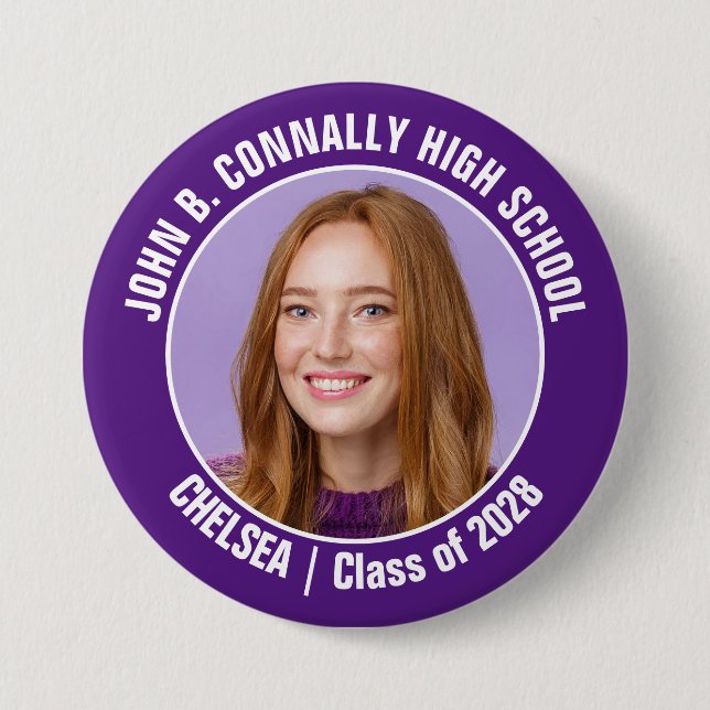 Lila Chereleader Foto High School Spirit Button (Vorderseite)