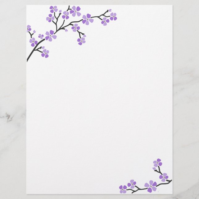 Lila Cherry Blossom Letterhead (Vorderseite)