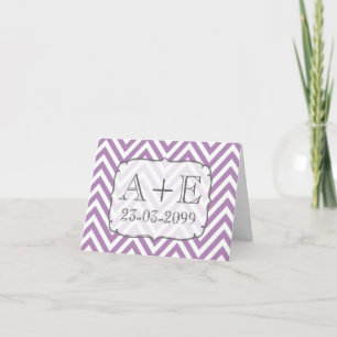 Lila Chevron Monogramm Hochzeit Danksagungskarten Dankeskarte