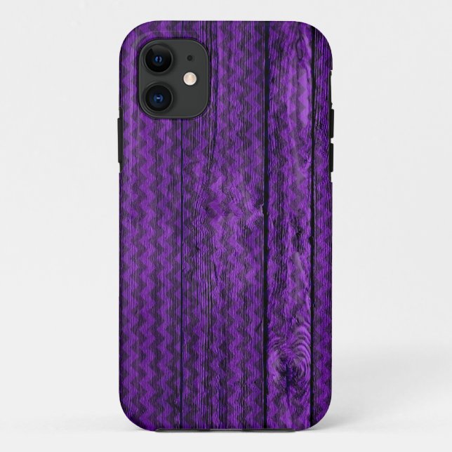 Lila Chevron-Muster Holz Case-Mate iPhone Hülle (Rückseite)