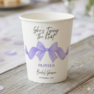 Lila Chic Bow Sie bindet den Knoten Brautparty Pappbecher
