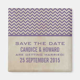 Lila Chic Chevron Save-the-Date-Magnet Magnet