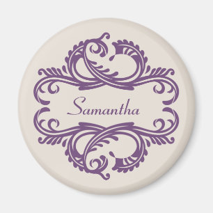 Lila Chic Damask Magnet