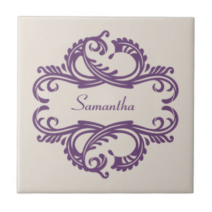 Lila Chic Damask Tile Fliese