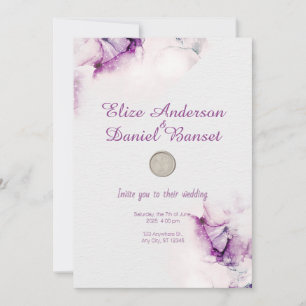 Lila Chic Hochzeitsempfang mit alkoholischer Tinte Einladung