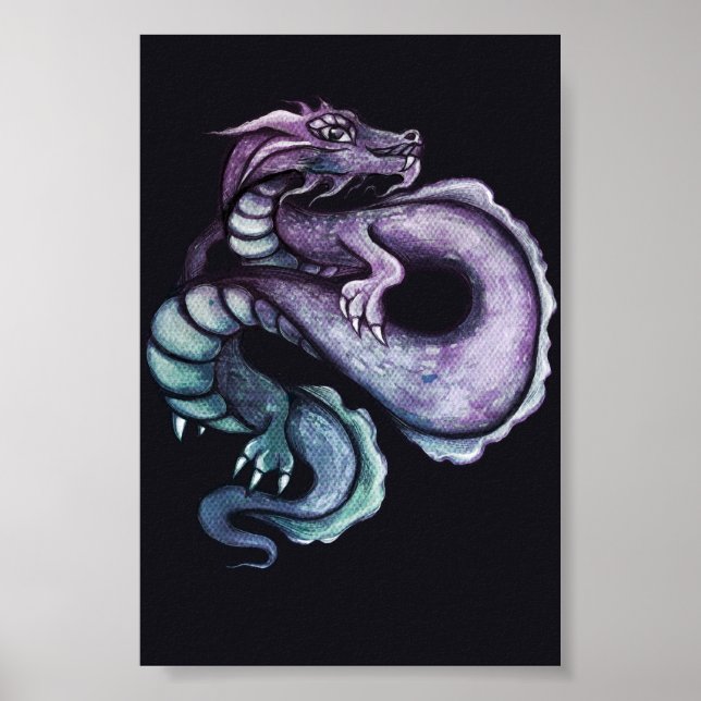 Lila chinesische Drachenkunst Poster (Vorne)