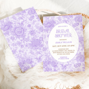 Lila Chinoiserie Blumen Hochzeitsdusche Einladung