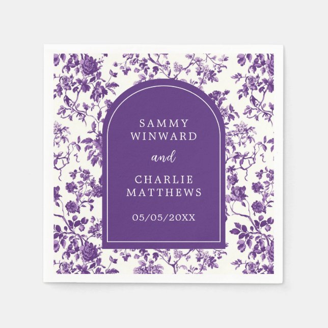 Lila Chinoiserie Hochzeit Serviette (Vorderseite)