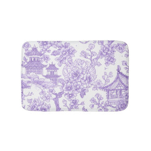 Lila Chinoiserie-Toile-Drache Kirschblüte Badematte