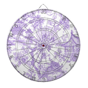Lila Chinoiserie-Toile-Drache Kirschblüte Dartscheibe