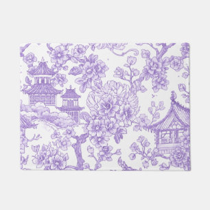 Lila Chinoiserie-Toile-Drache Kirschblüte Fußmatte