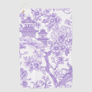 Lila Chinoiserie-Toile-Drache Kirschblüte Golfhandtuch