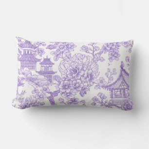 Lila Chinoiserie-Toile-Drache Kirschblüte Lendenkissen