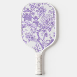 Lila Chinoiserie-Toile-Drache Kirschblüte Pickleball Schläger