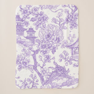 Lila Chinoiserie-Toile-Drache Kirschblüte Sherpadecke
