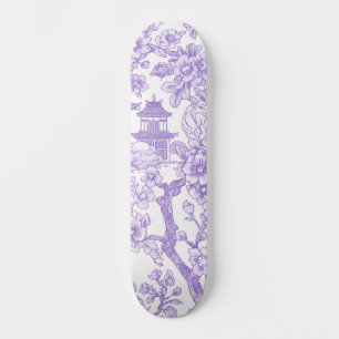 Lila Chinoiserie-Toile-Drache Kirschblüte Skateboard