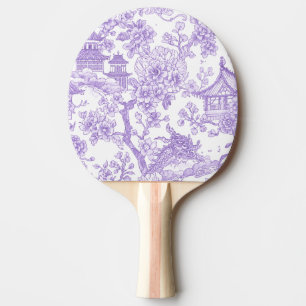 Lila Chinoiserie-Toile-Drache Kirschblüte Tischtennis Schläger