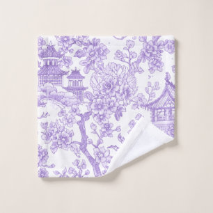 Lila Chinoiserie-Toile-Drache Kirschblüte Waschlappen