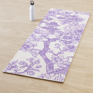 Lila Chinoiserie-Toile-Drache Kirschblüte Yogamatte