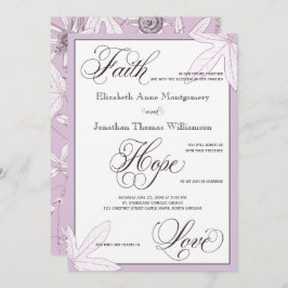 Lila Christliche Hochzeitseinladung Einladung