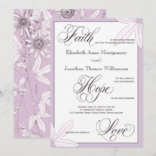 Lila Christliche Hochzeitseinladung Einladung