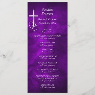 Lila Christliches CrossWedding-Programm Programm