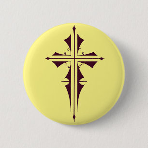 Lila Christliches Kreuz Button