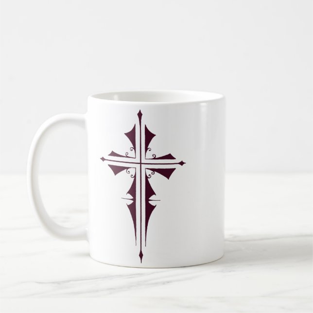 Lila Christliches Kreuz Kaffeetasse (Links)