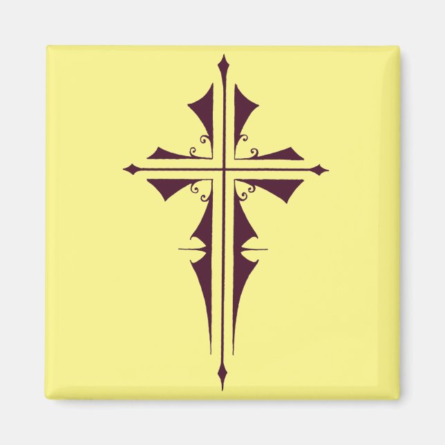 Lila Christliches Kreuz Magnet (Vorne)