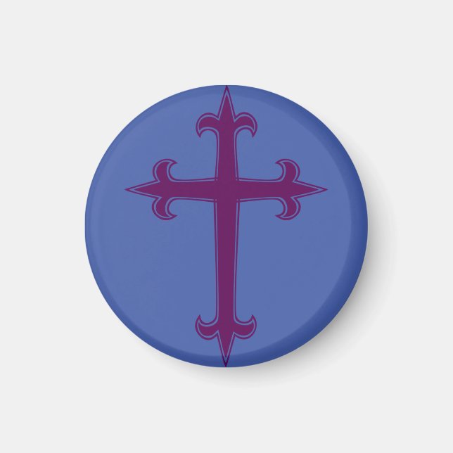 Lila Christliches Kreuz Magnet (Vorne)
