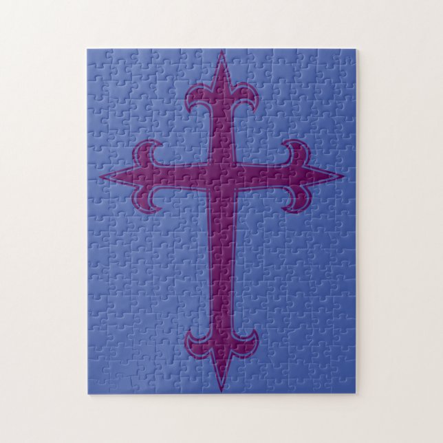 Lila Christliches Kreuz Puzzle (Vertikal)
