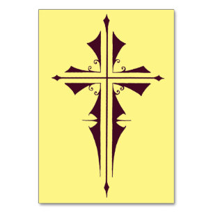 Lila christliches Kreuz Tischnummer